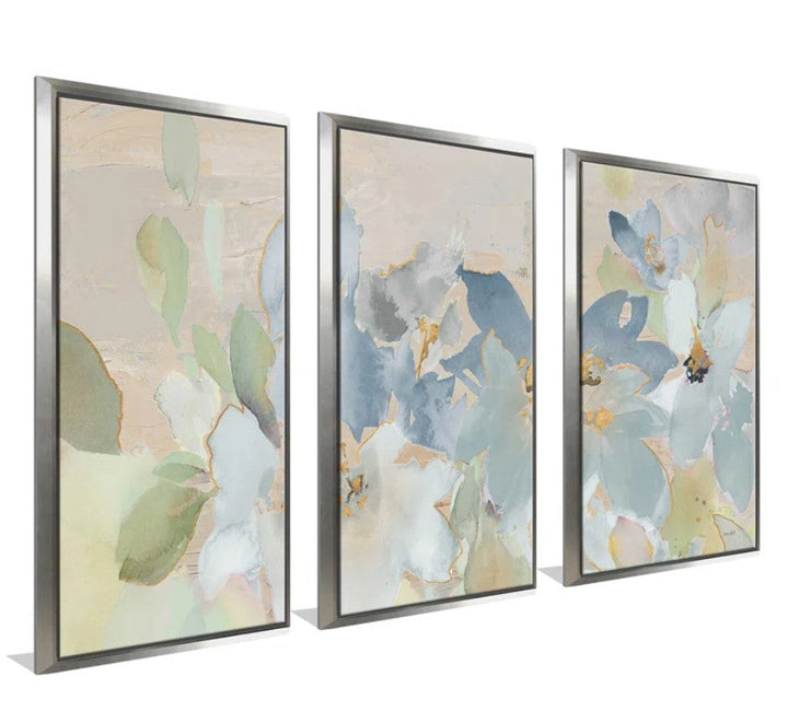 Muted Spring Giverny Framed On Canvas 3 Pieces Painting With Frame