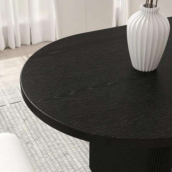 Japandi Oval Extendable Black Dining Table