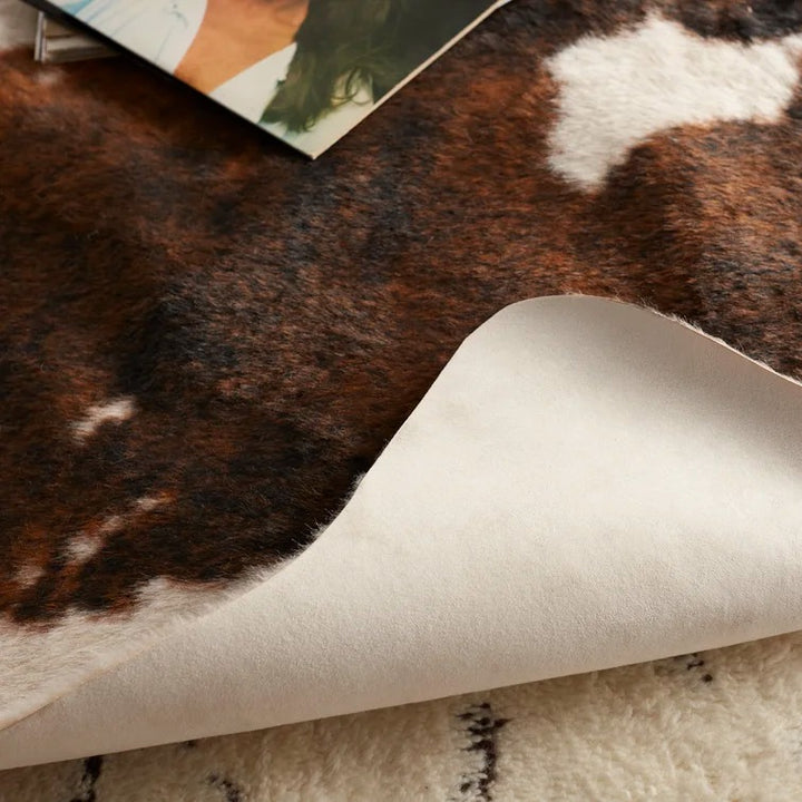 Hensen Faux Cowhide Brown Area Rug-3'10"x5'
