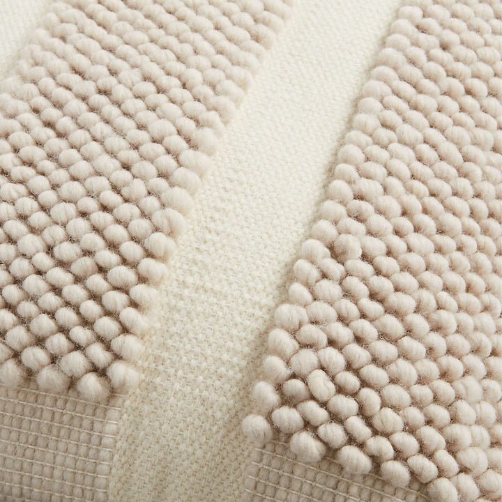 Bubble Handwoven Wool Striped Ivory Throw Pillow Cover 23x23