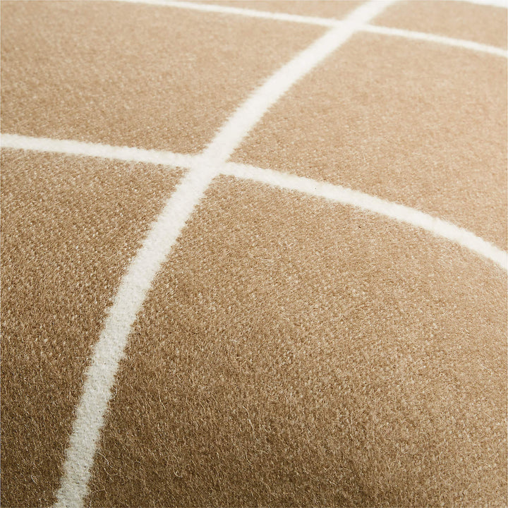 Camel Brown Reversible Merino Wool Windowpane Throw Pillow Cover-20"x20"