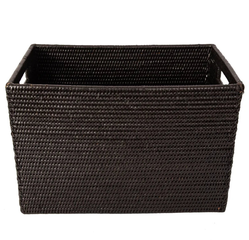 Rattan Basket with Cutout Handles