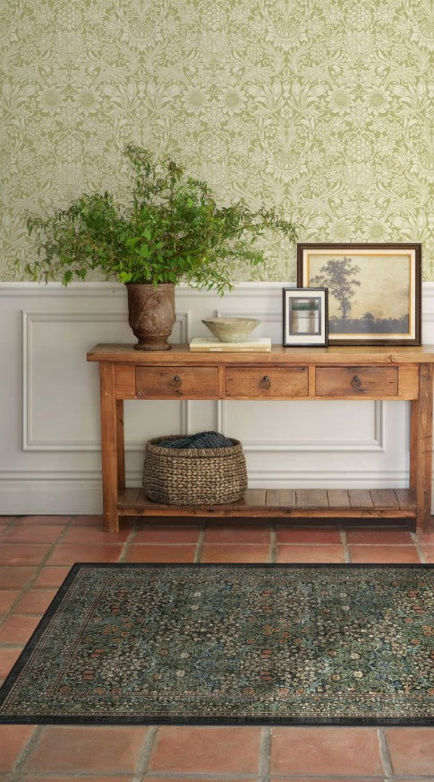 Morris and Co Blackthorn Forest Green Rug