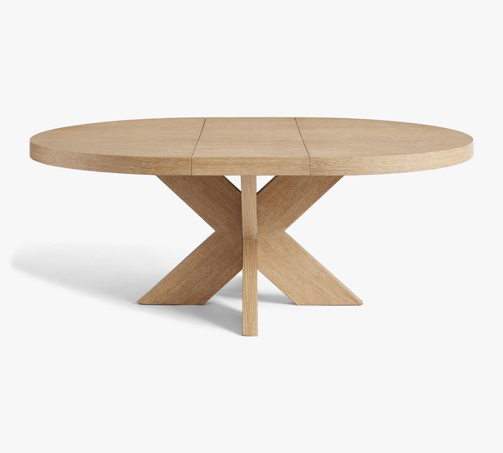 Modern Farmhouse Round Pedestal Extending Dining Table 78