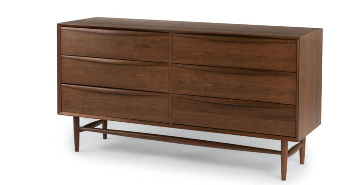 Lenia Walnut 6 Drawer Double Dresser