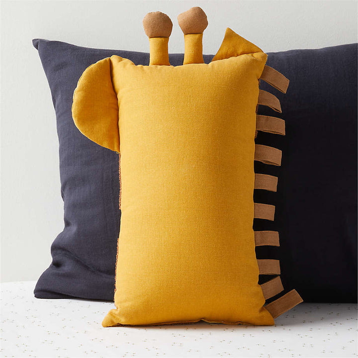 Giraffe Face Striped Embroidered Kids Throw Pillow