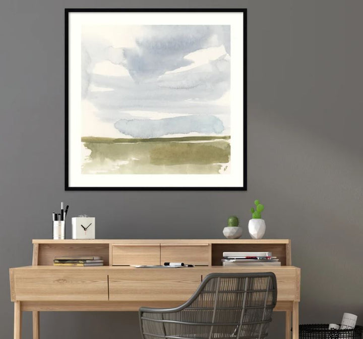 Open Field Sketch I by Victoria Barnes With Frame-41.17x41.17