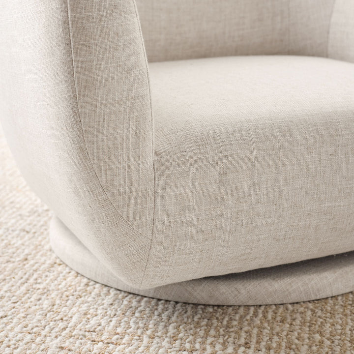 Eco Performance Textured Weave Oatmeal Lennon Low Swivel Chair