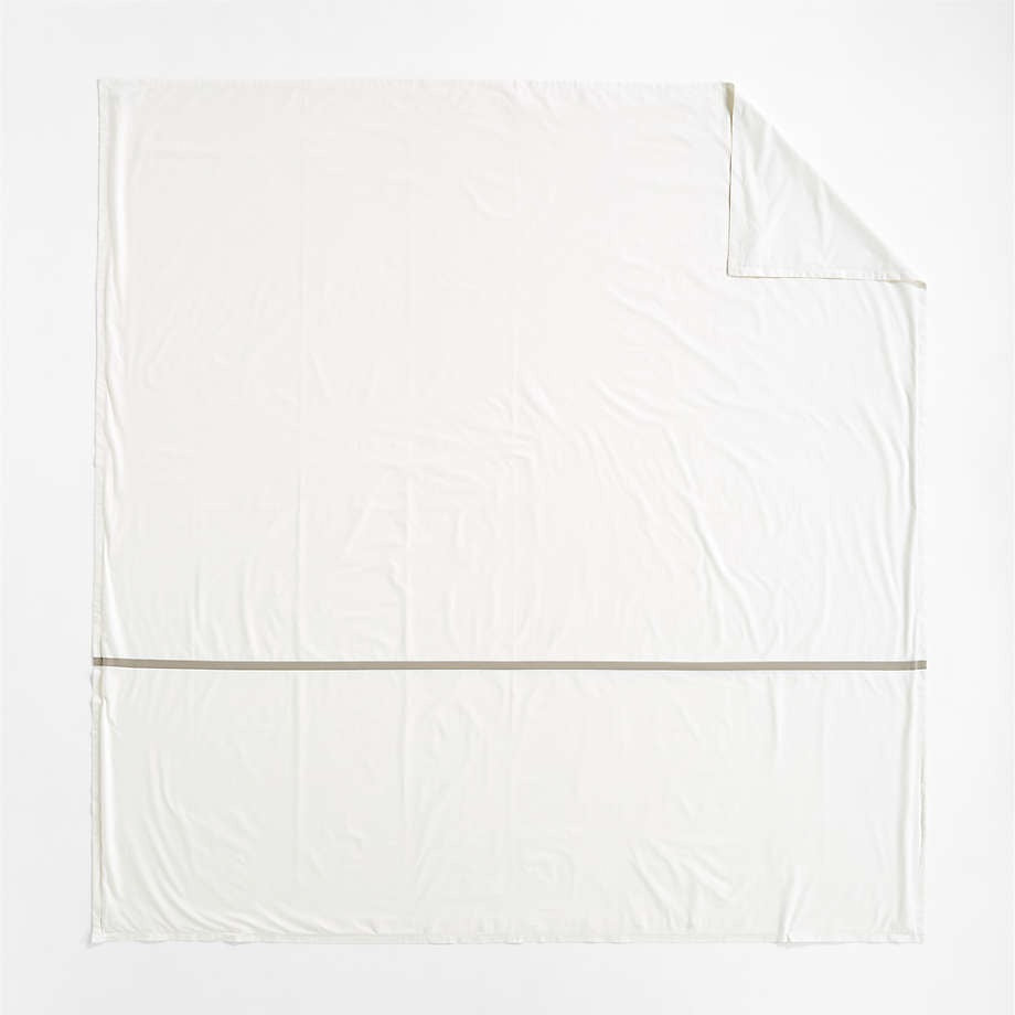 Favorite Organic Cotton Percale Tuxedo Stripe Sand Beige King Duvet Cover