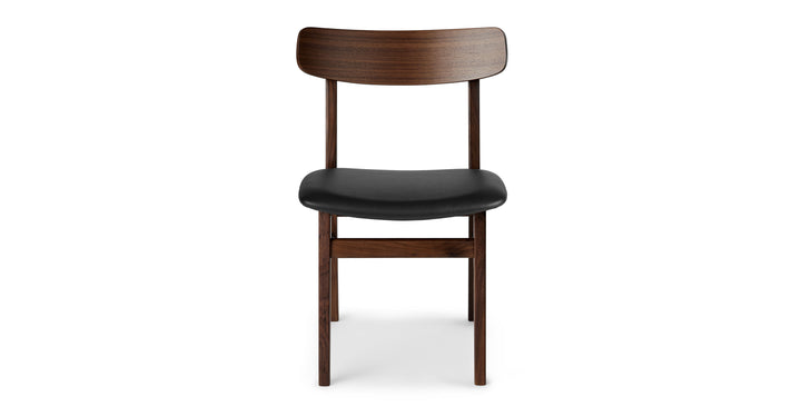 Ecole Black Leather Walnut Dining Chair