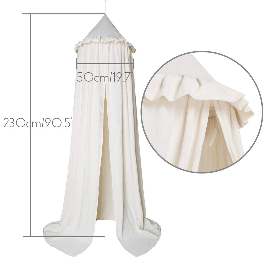 Kids Bed Canopy With Frills Cotton Hanging Tent