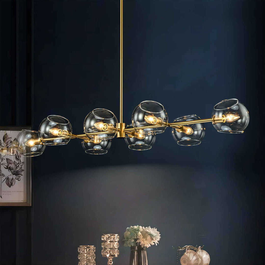 Gold Toyin 8 Light Modern Linear Kitchen Island Pendant