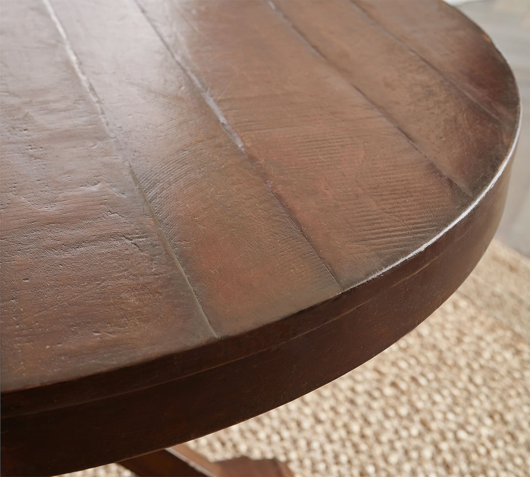 Benchwright Round Pedestal Extending Dining Table Rustic