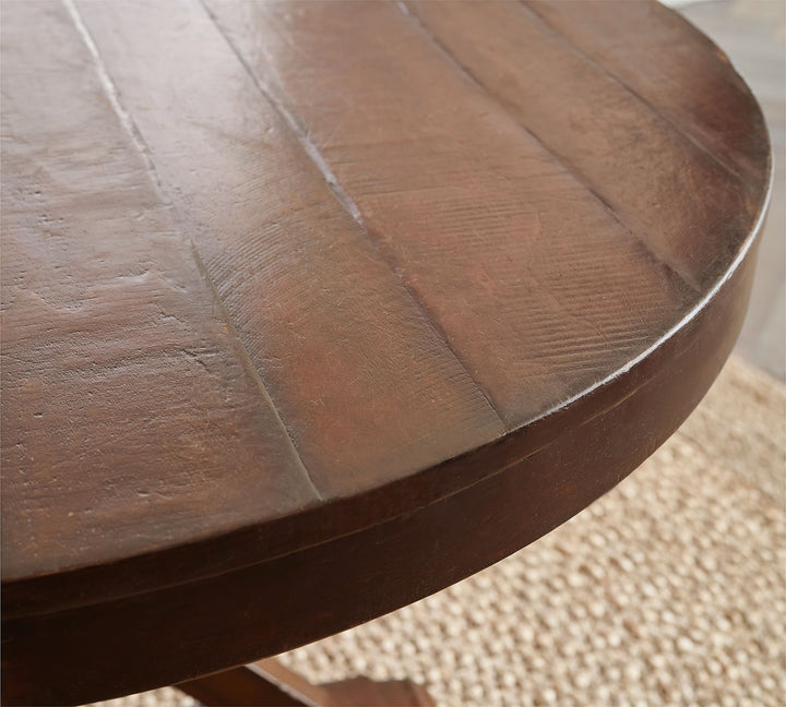 Benchwright Round Pedestal Extending Dining Table Rustic