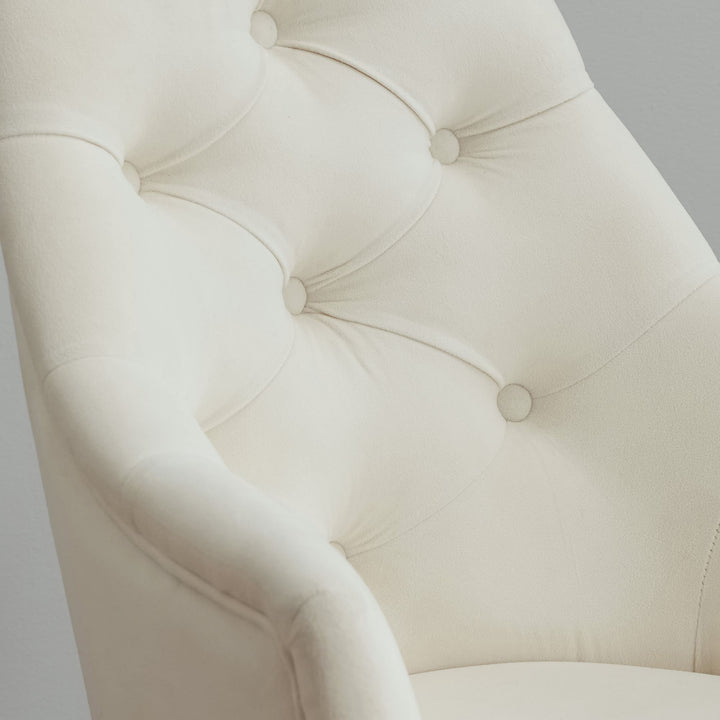Everyday Velvet Ivory Tufted Swivel Desk Chair