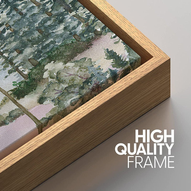 Pastel Mountain Range Wood Forest Frame