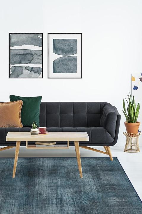 Sudaria Solid Cosmic Blue Rug - Rug + Pad System-5'x7'