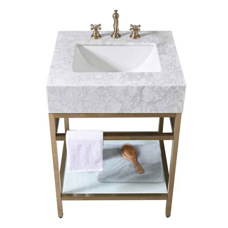 Carrara Marble Theiler Bathroom Vanity with Sink