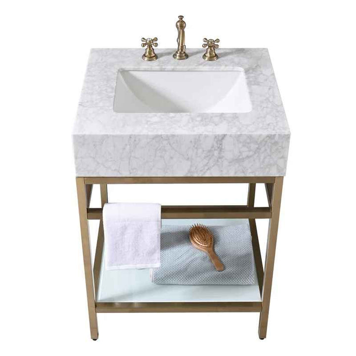 Carrara Marble Theiler Bathroom Vanity with Sink