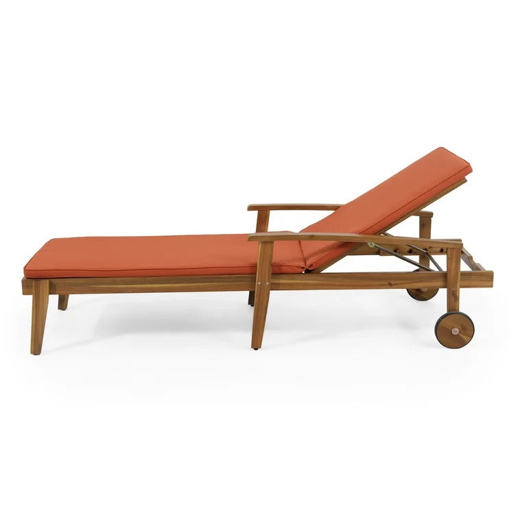 Saeon Outdoor Acacia Chaise Lounge Set