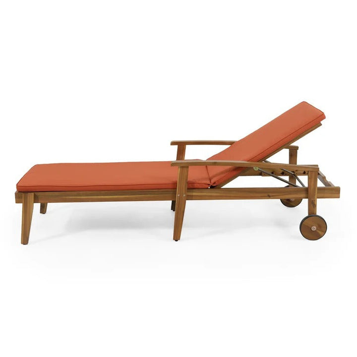 Saeon Outdoor Acacia Chaise Lounge Set