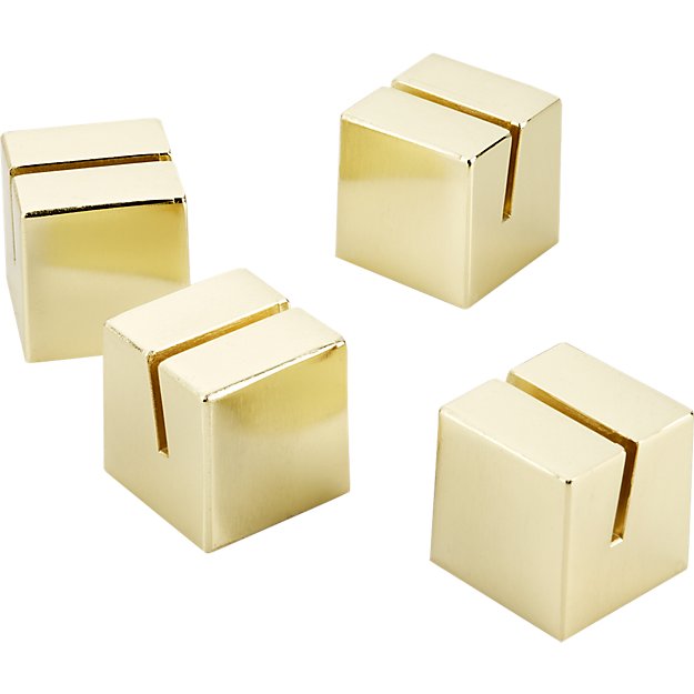 Brushed gold place card holder (set of  4)