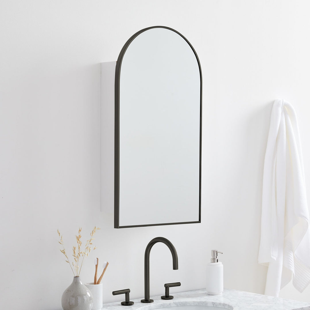 Arched Metal Framed Medicine Cabinet_Black