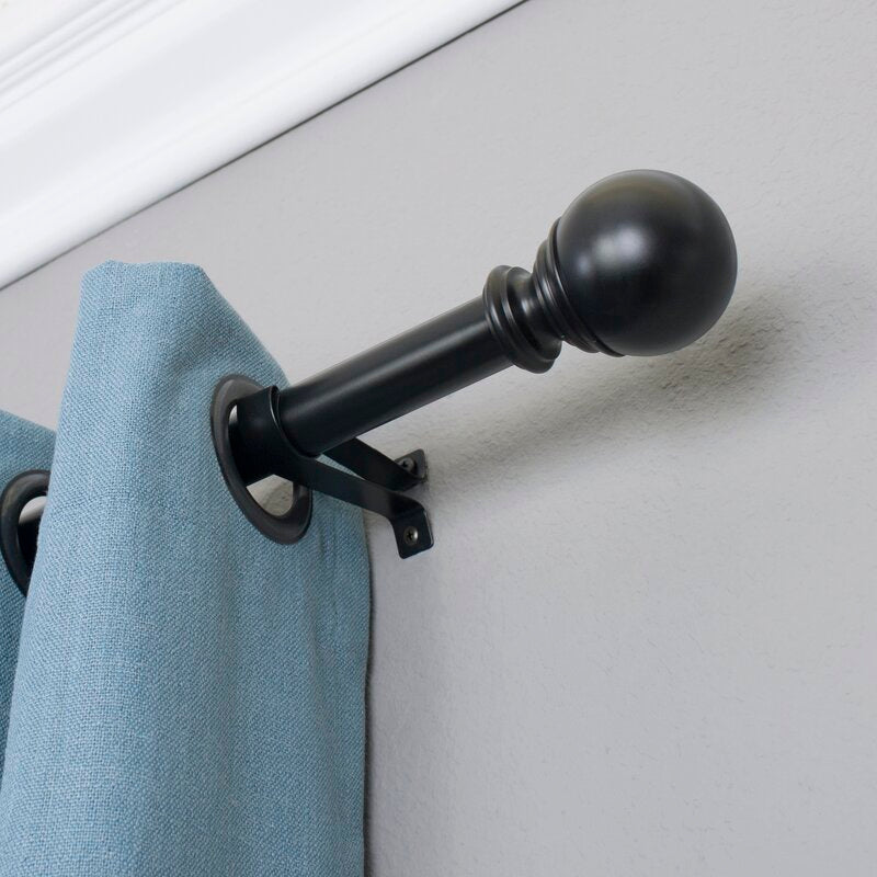 Inman Ball Telescoping Drapery Single Curtain Rod 36''-72''