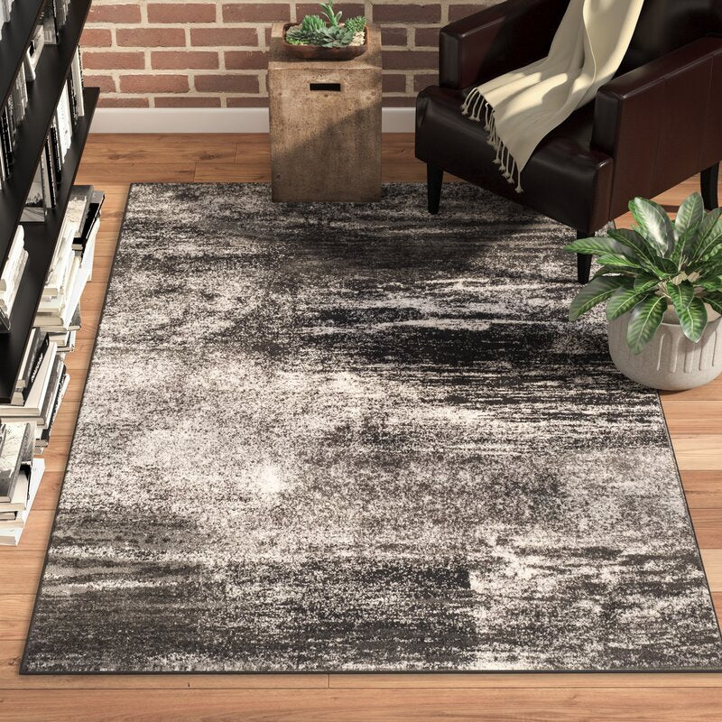 Costa Mesa Abstract Silver Black Area Rug