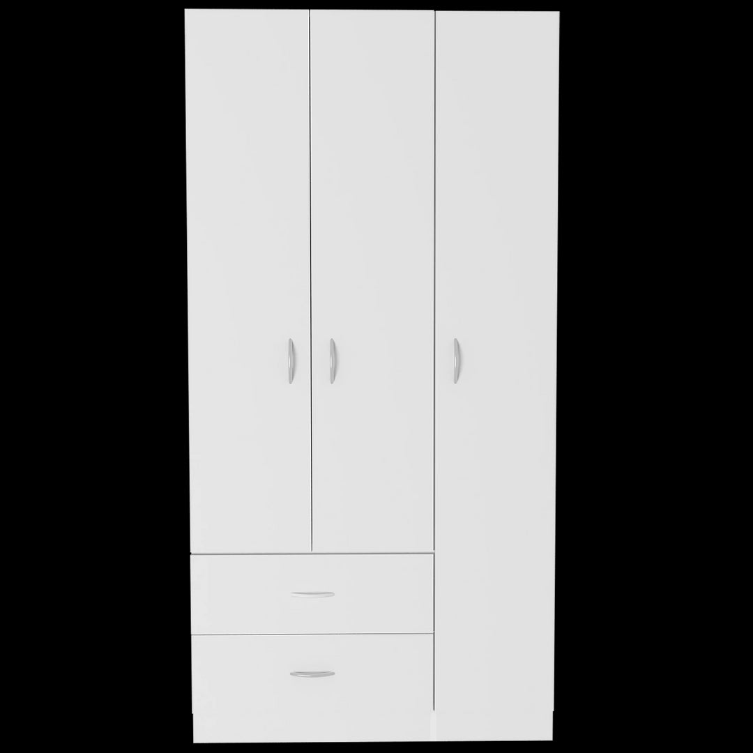 Ferrante 3 Door Armoire with Drawers Shelves and Hanging Rod