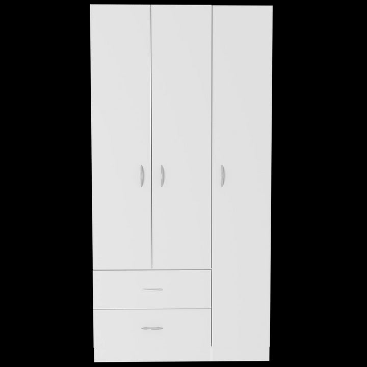 Ferrante 3 Door Armoire with Drawers Shelves and Hanging Rod
