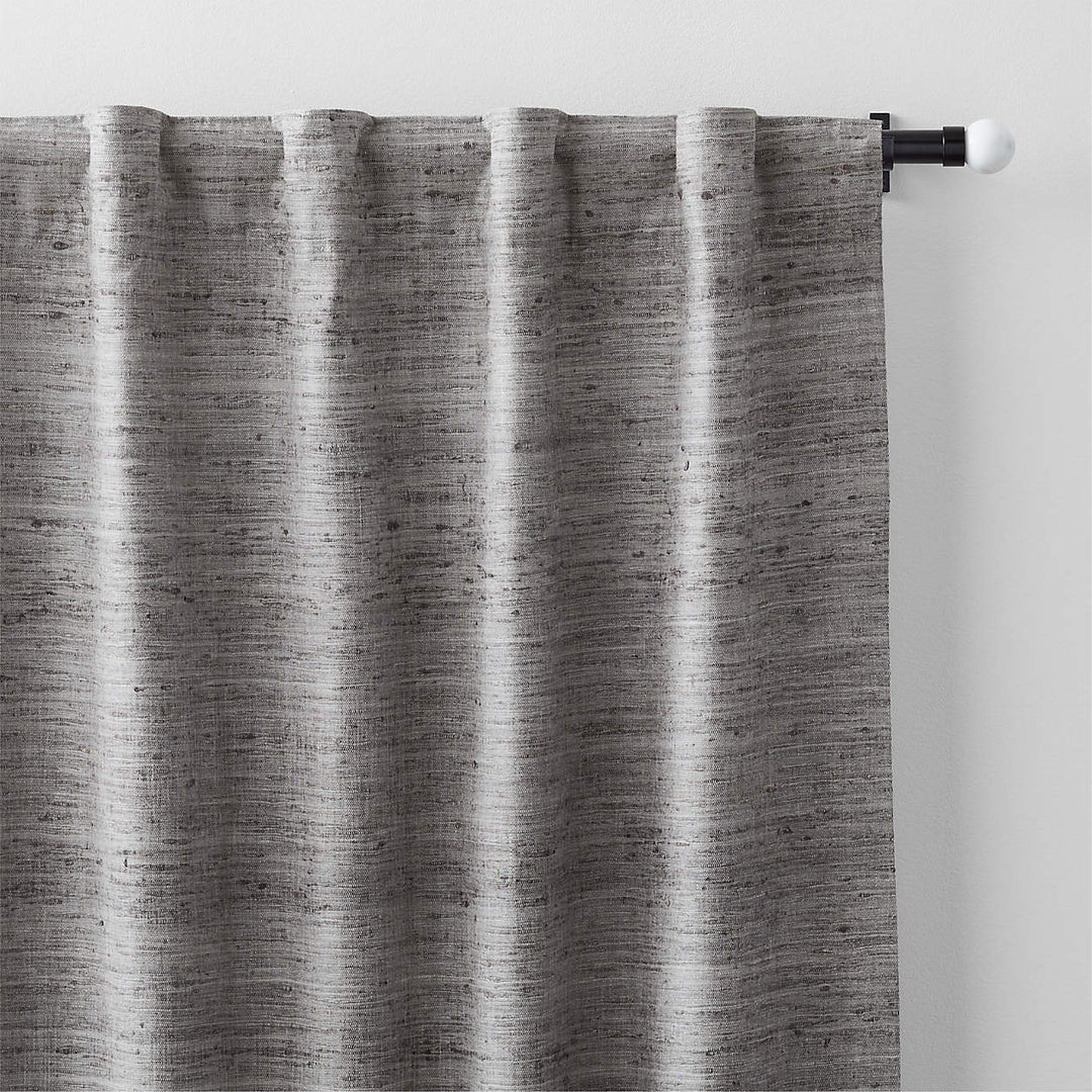 Trevino Pebble Grey Cotton Silk Blend Window Curtain Panel-96"