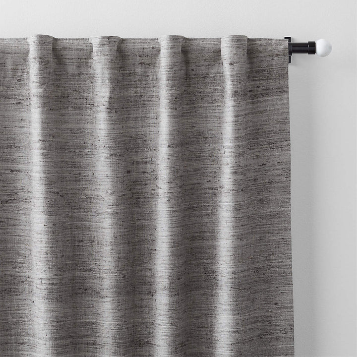 Trevino Pebble Grey Cotton Silk Blend Window Curtain Panel-96"