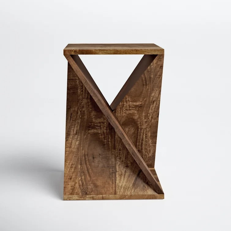 Solid Wood Abstract End Table