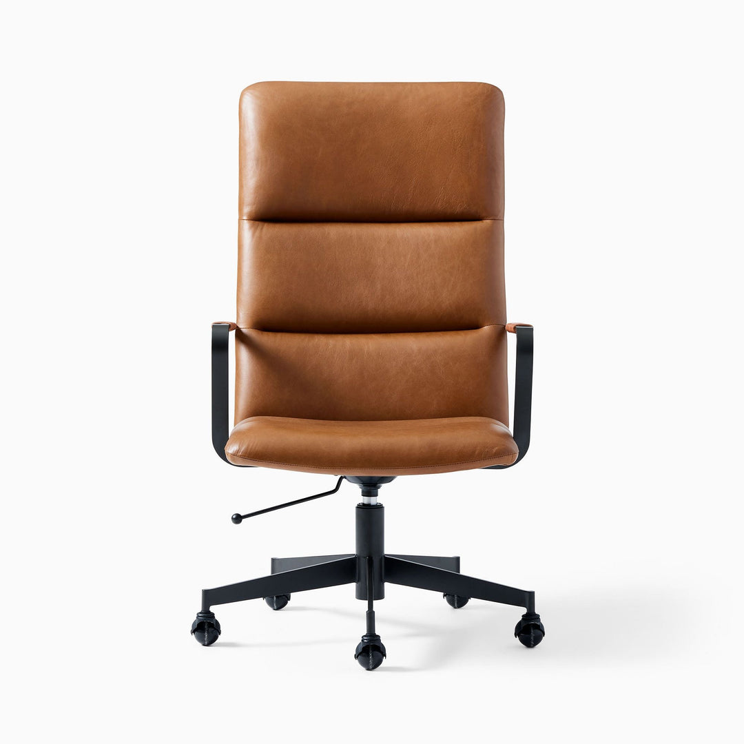 Cooper Mid- Century High Back Leather Swivel Office Chair