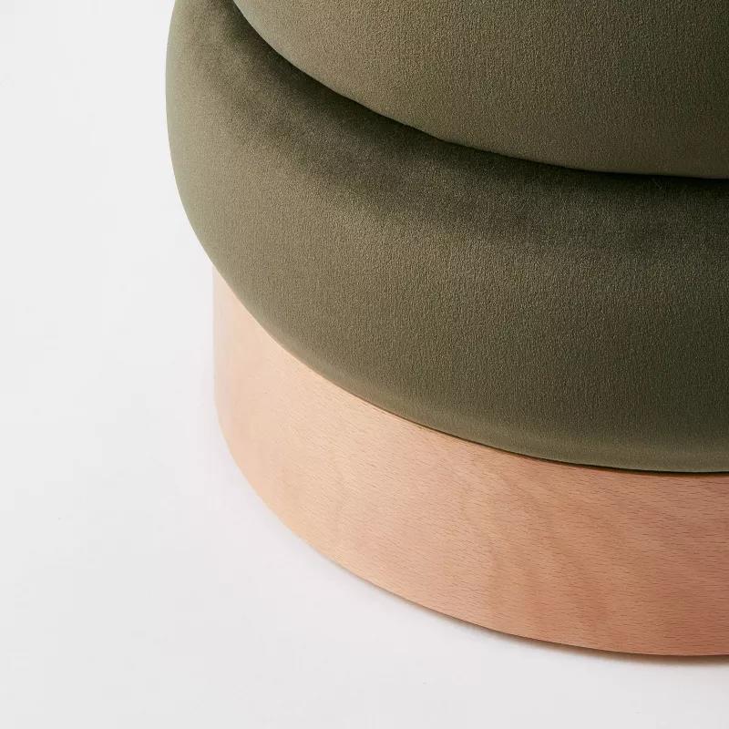 Clarkdale Channel Tufted Ottoman with Wood Base