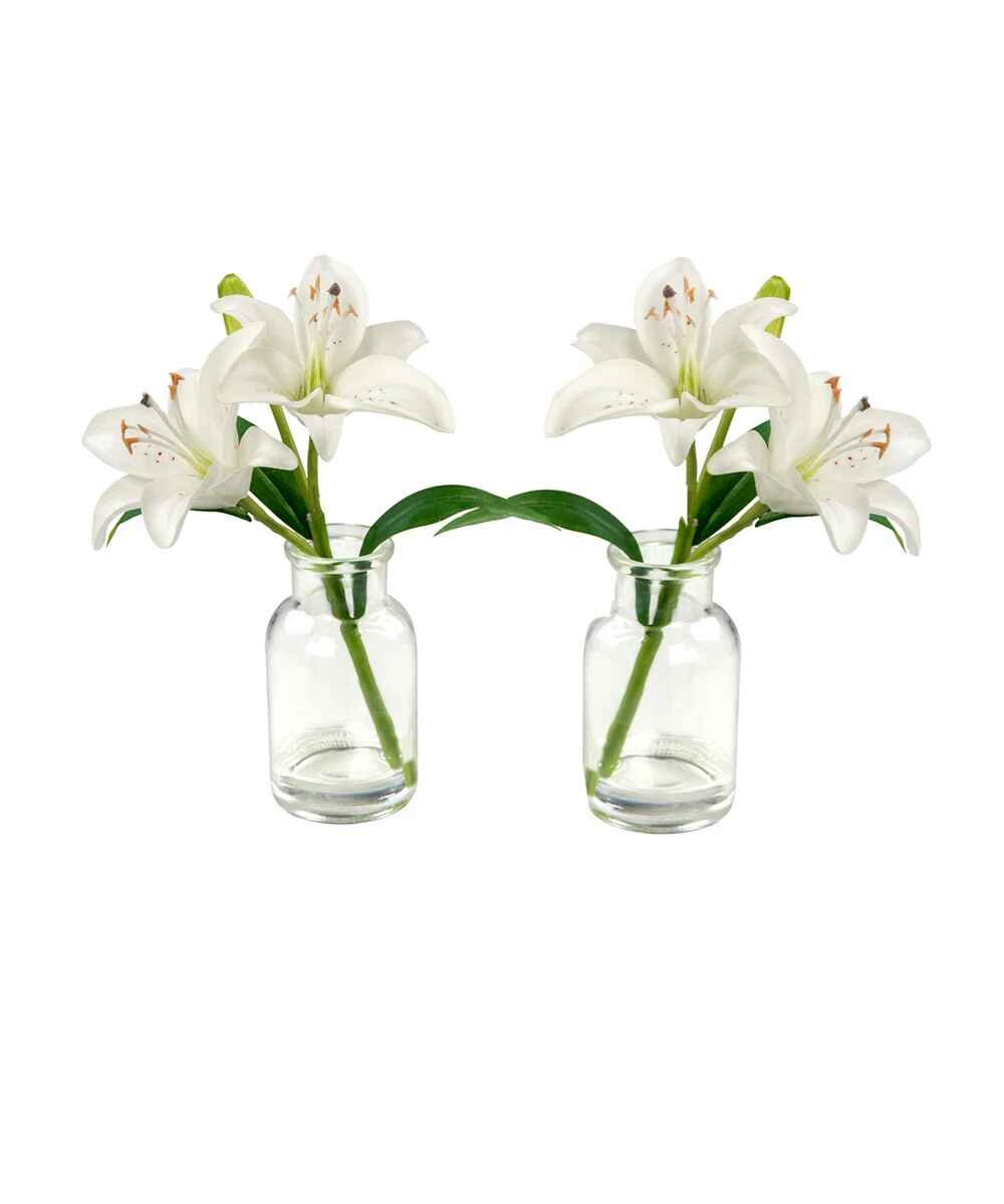 Polyether Polyurethane Lillies Arrangement in Vase (Set of 2)