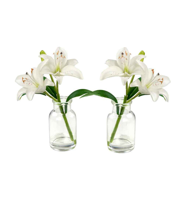 Polyether Polyurethane Lillies Arrangement in Vase (Set of 2)
