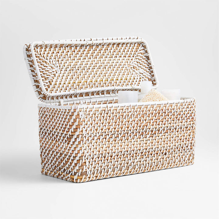 Sedona White Lidded Rectangular Tote