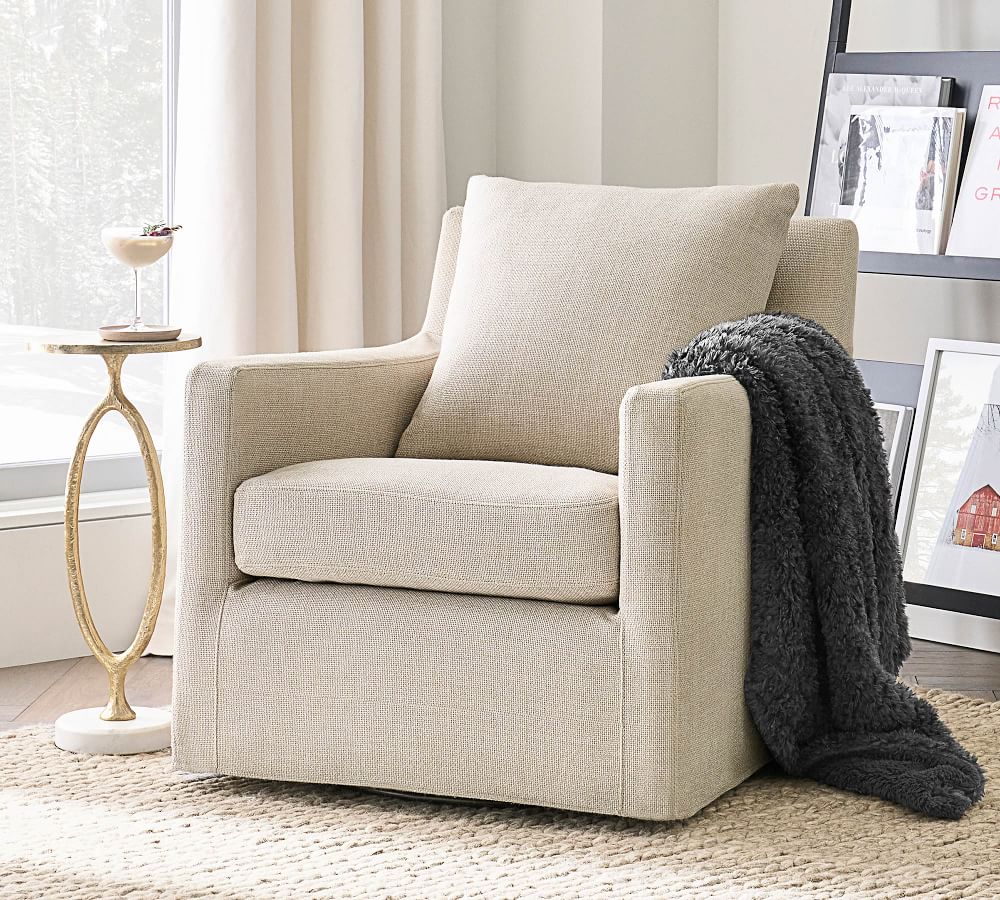 Ayden Square Arm Slipcovered Swivel Glider
