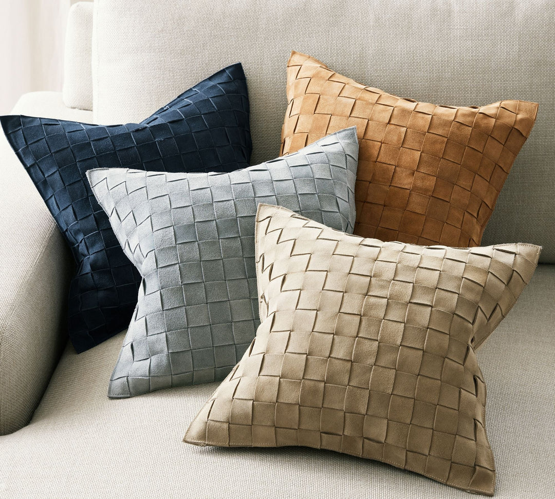 Basketweave Suede Pillow