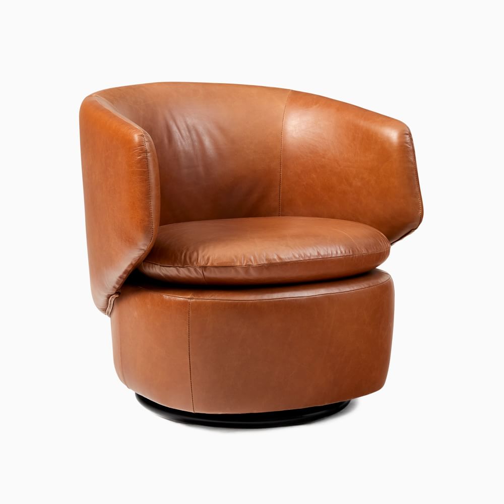 Crescent Leather Swivel Chair