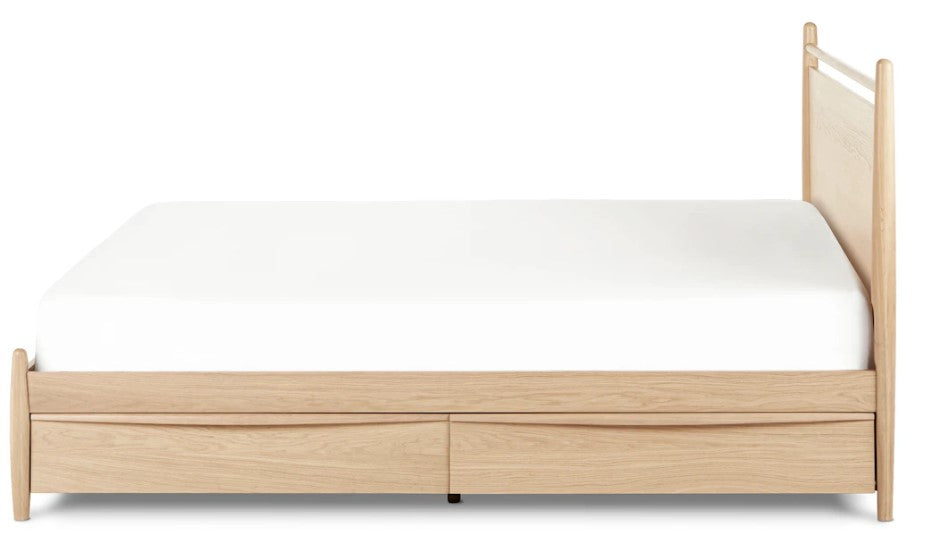 Lenia Panel White Oak King Storage Bed