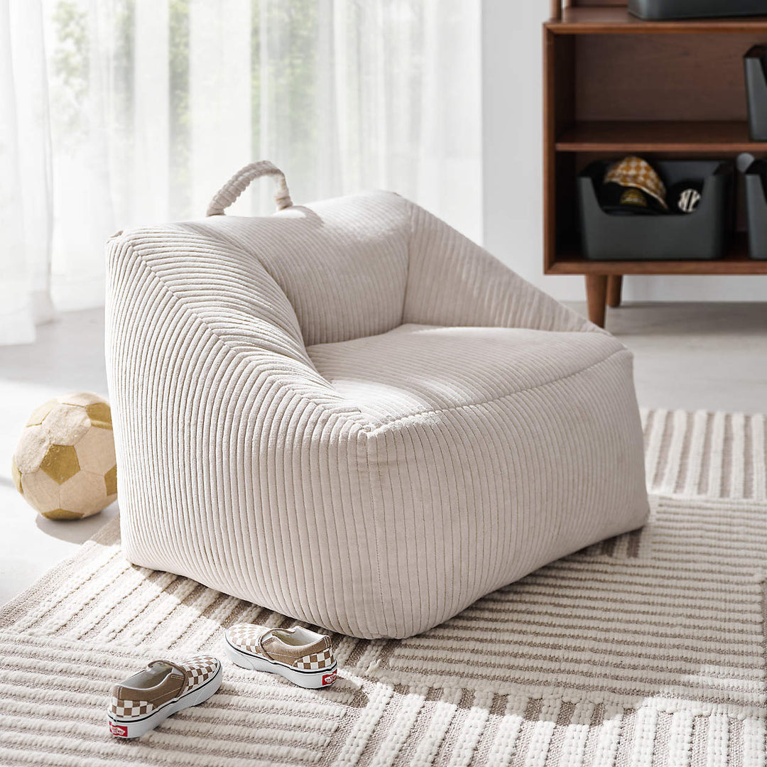 Stone Tan Velvet Corduroy Kids Plush Lounge Chair