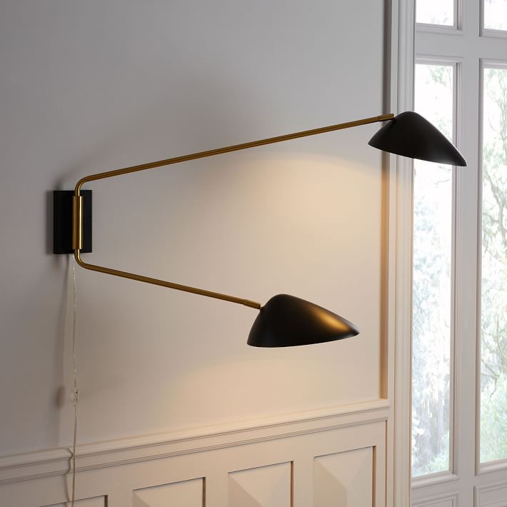 Curvilinear Mid Century 2 Light Long Sconce