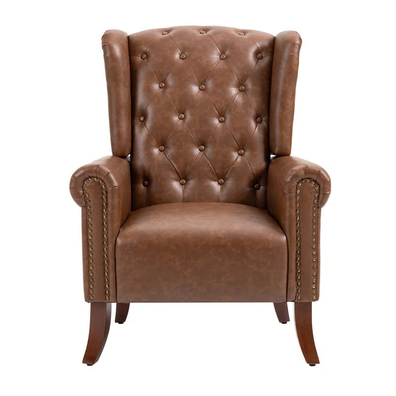 Abdul Ahad Wide Tufted Faux Leather Wingback Chair