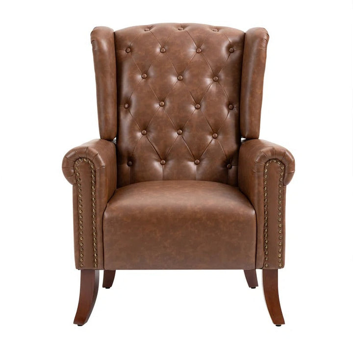 Abdul Ahad Wide Tufted Faux Leather Wingback Chair