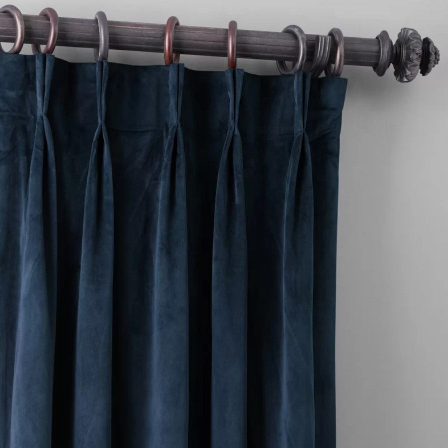 Balone French Pleat Signature Velvet Curtains_Midnight Blue