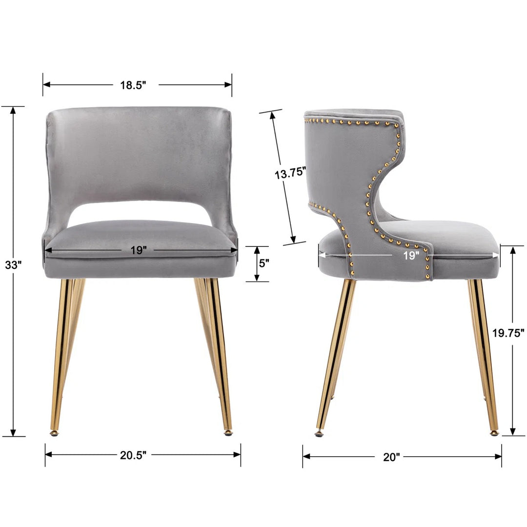 Khanya Velvet Upholstered Oak Side Chair Set of 2