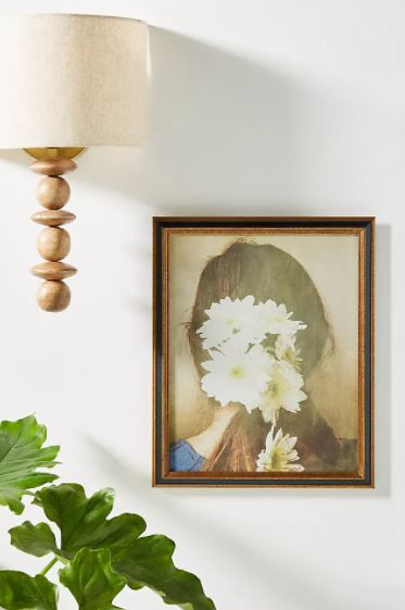 White Flowers in Her Hair Wall Art with frame